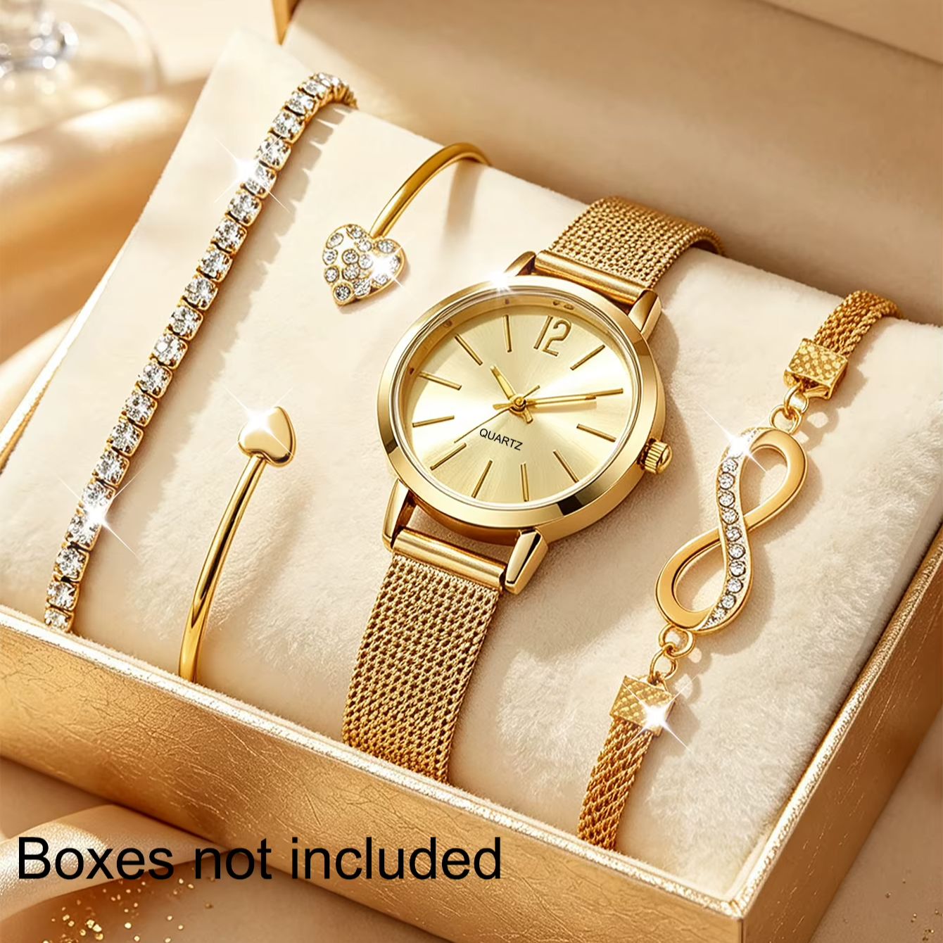 Luxury Watch Gift For Her - Juego de 4 relojes redondos compactos